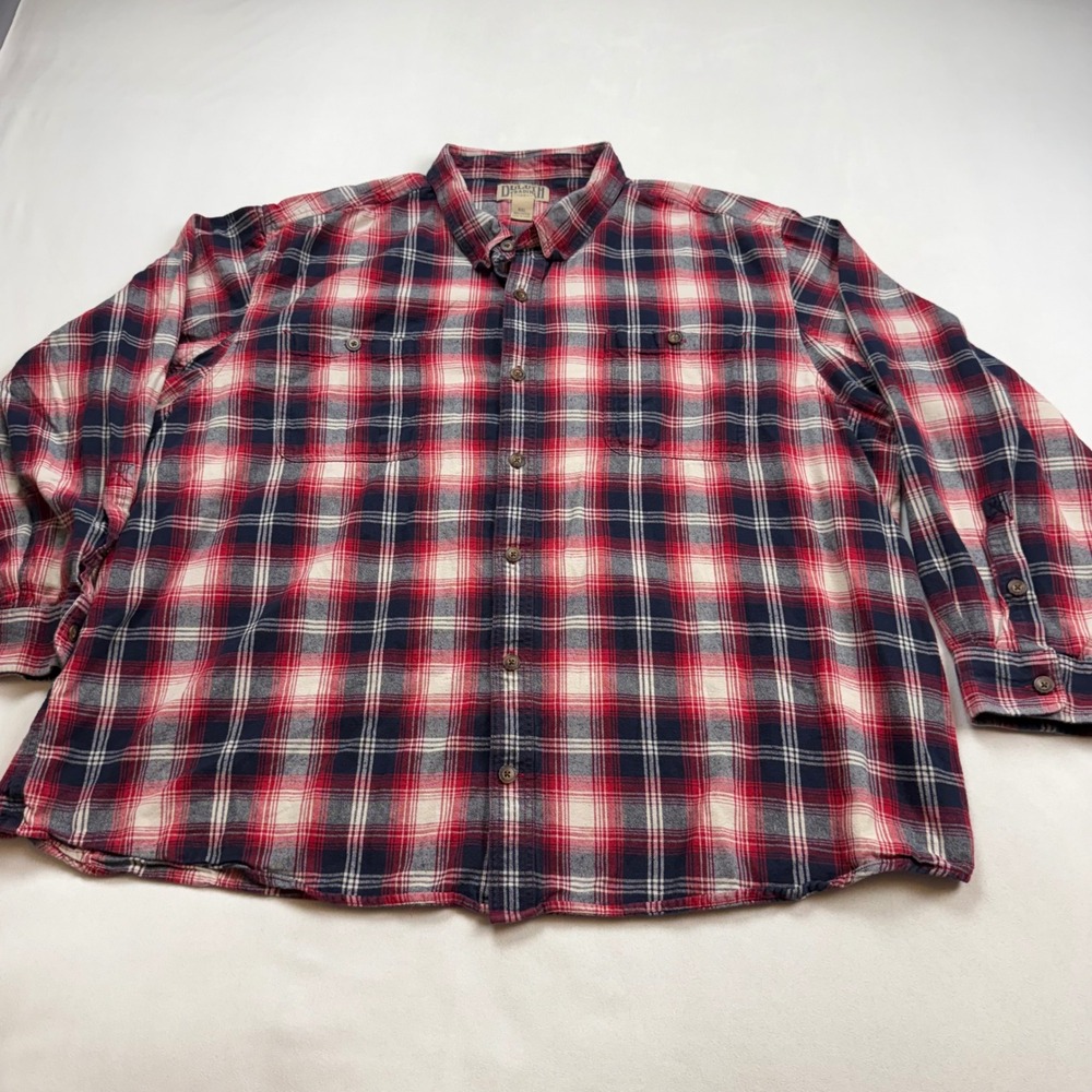 Duluth Trading Co Mens 4XL Free Swingin Flannel Shirt Red Navy Plaid  52007